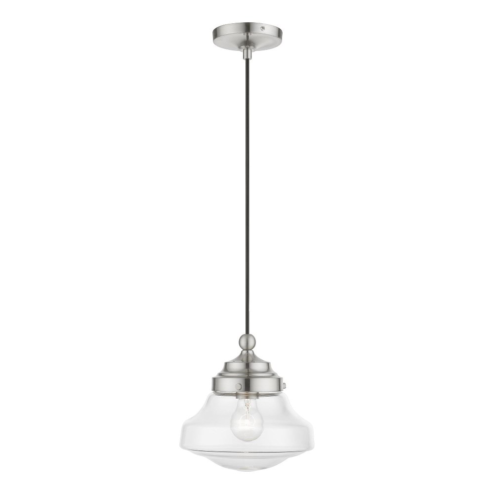 Livex Lighting-41293-91-Avondale - 1 Light Mini Pendant In Nautical Style-15 Inches Tall and 9 Inches Wide Brushed Nickel  Avondale - 1 Light Mini Pendant In Nautical Style-15 Inches Tall and 9 Inches Wide