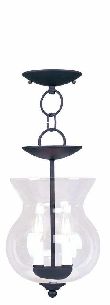 Livex Lighting-4393-04-Heritage - 2 Light Convertible Mini Pendant in Heritage Style - 8.25 Inches wide by 14 Inches high   Black Finish with Clear Glass