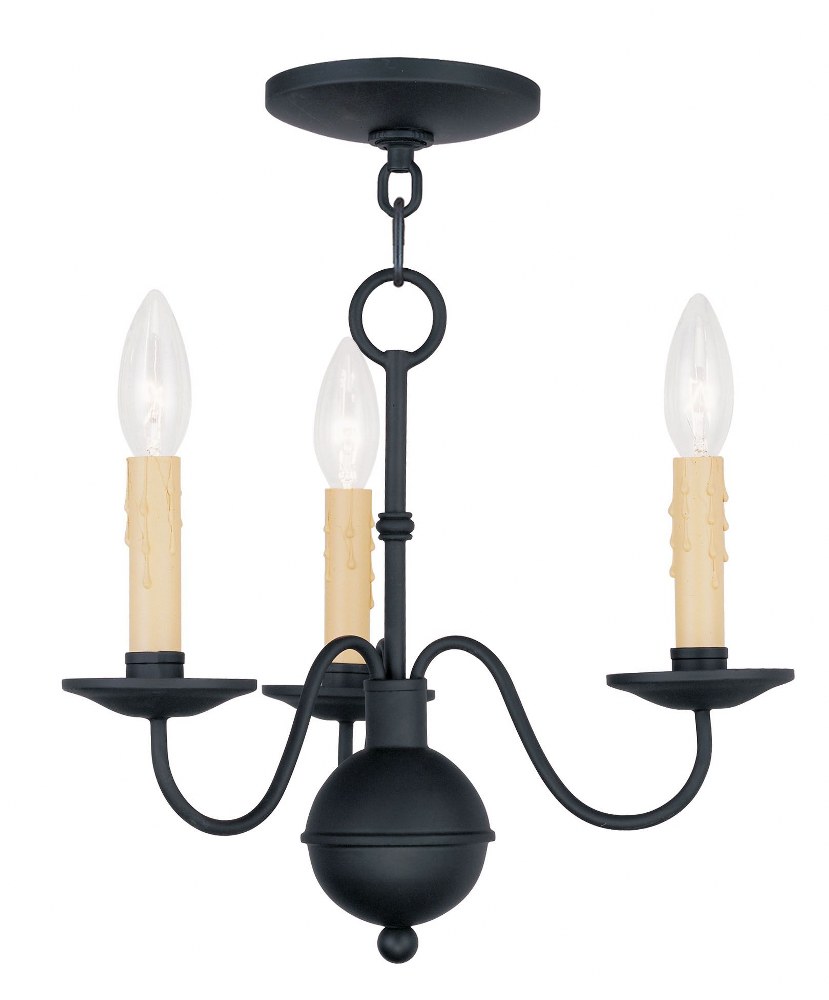 Livex Lighting-4493-04-Heritage - 3 Light Mini Chandelier in Heritage Style - 14 Inches wide by 12.5 Inches high   Black Finish