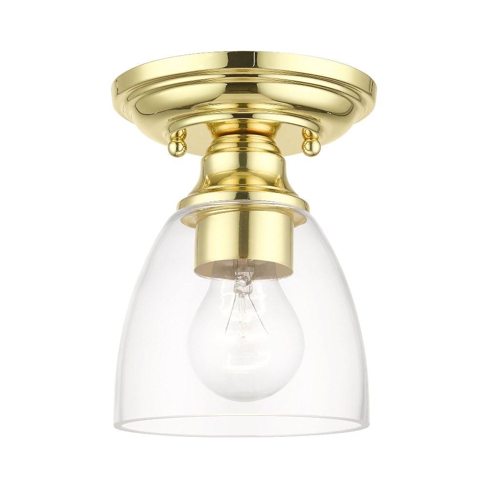 Livex Lighting-46331-02-Montgomery - 1 Light Flush Mount in Montgomery Style - 5 Inches wide by 7 Inches high Polished Brass Black Finish with Clear Glass