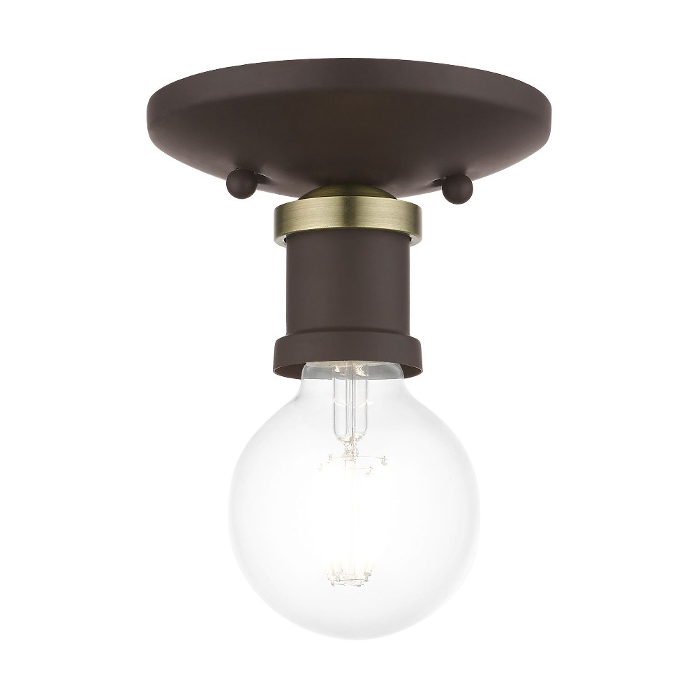 Livex Lighting-47160-07-Lansdale - 1 Light Flush Mount In Transitional Style-3.38 Inches Tall and 5 Inches Wide Bronze/Antique Brass Lansdale - 1 Light Flush Mount In Transitional Style-3.38 Inches Tall and 5 Inches Wide