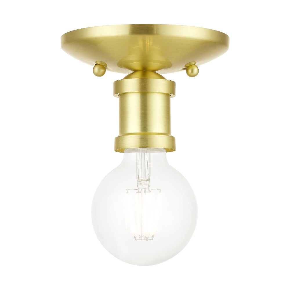 Livex Lighting-47160-12-Lansdale - 1 Light Flush Mount In Transitional Style-3.38 Inches Tall and 5 Inches Wide Satin Brass Lansdale - 1 Light Flush Mount In Transitional Style-3.38 Inches Tall and 5 Inches Wide
