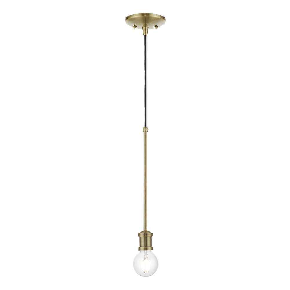 Livex Lighting-47161-01-Lansdale - 1 Light Pendant In Transitional Style-21 Inches Tall and 5 Inches Wide Antique Brass Lansdale - 1 Light Pendant In Transitional Style-21 Inches Tall and 5 Inches Wide