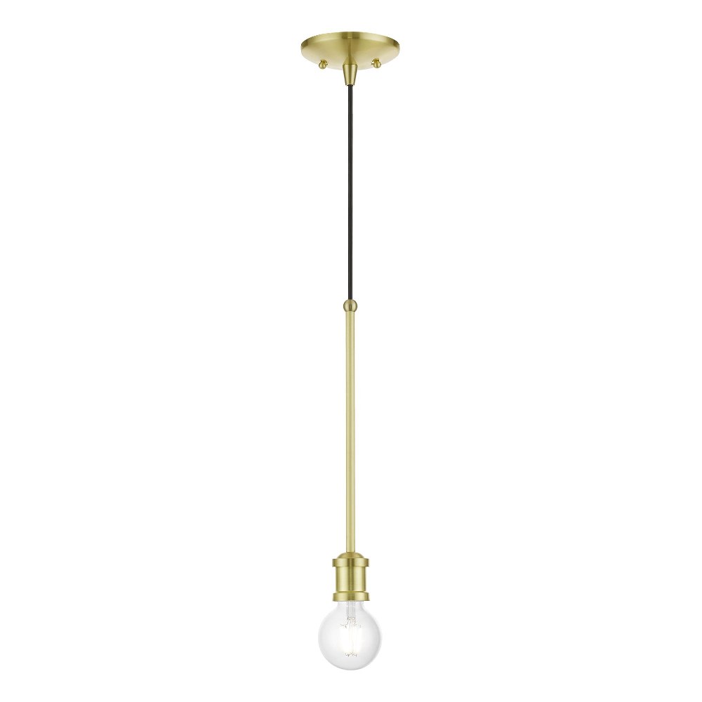 Livex Lighting-47161-12-Lansdale - 1 Light Pendant In Transitional Style-21 Inches Tall and 5 Inches Wide Satin Brass Lansdale - 1 Light Pendant In Transitional Style-21 Inches Tall and 5 Inches Wide