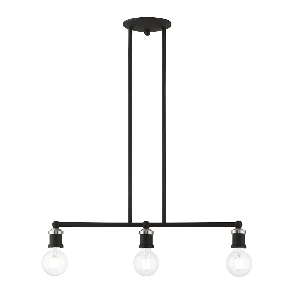 Livex Lighting-47163-04-Lansdale - 3 Light Linear Chandelier In Transitional Style-10.75 Inches Tall and 6 Inches Wide Black/Brushed Nickel Lansdale - 3 Light Linear Chandelier In Transitional Style-10.75 Inches Tall and 6 Inches Wide