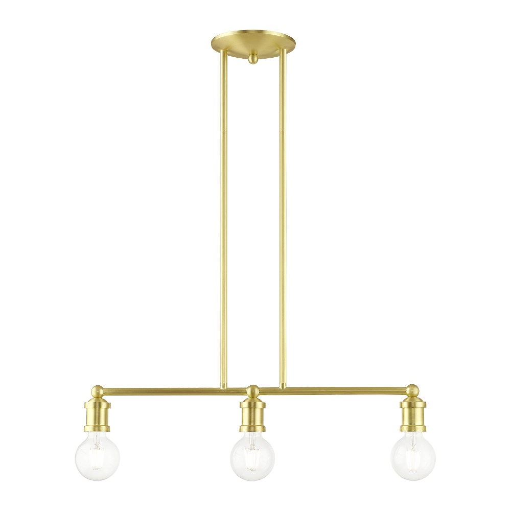 Livex Lighting-47163-12-Lansdale - 3 Light Linear Chandelier In Transitional Style-10.75 Inches Tall and 6 Inches Wide Satin Brass Lansdale - 3 Light Linear Chandelier In Transitional Style-10.75 Inches Tall and 6 Inches Wide