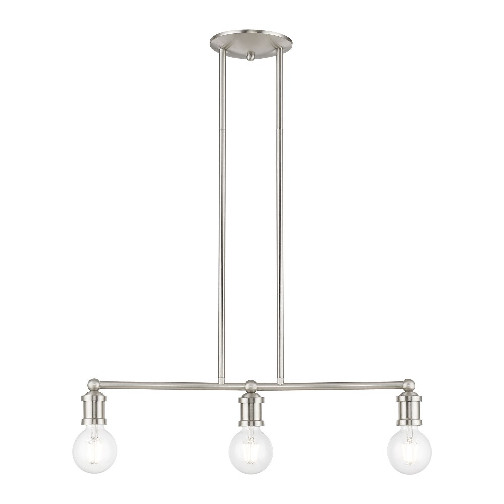 Livex Lighting-47163-91-Lansdale - 3 Light Linear Chandelier In Transitional Style-10.75 Inches Tall and 6 Inches Wide Brushed Nickel Lansdale - 3 Light Linear Chandelier In Transitional Style-10.75 Inches Tall and 6 Inches Wide