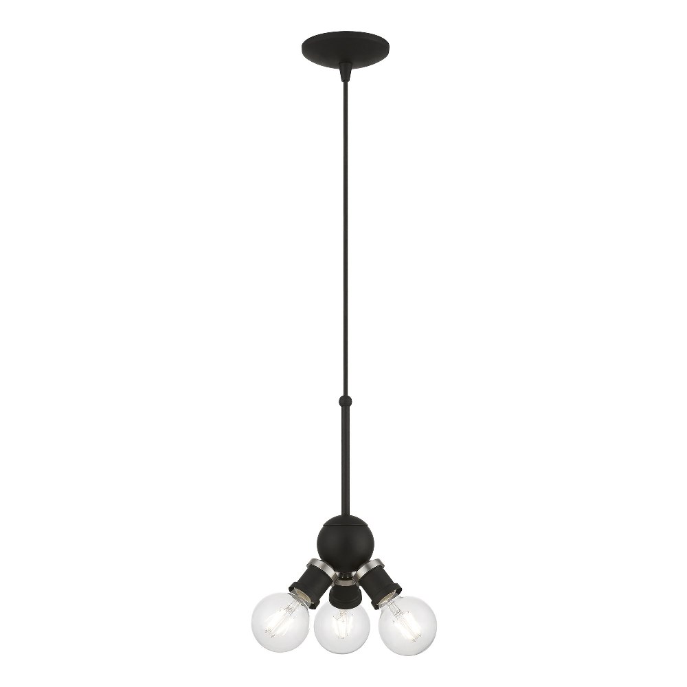 Livex Lighting-47164-04-Lansdale - 3 Light Pendant In Transitional Style-17.5 Inches Tall and 7 Inches Wide Black/Brushed Nickel Lansdale - 3 Light Pendant In Transitional Style-17.5 Inches Tall and 7 Inches Wide