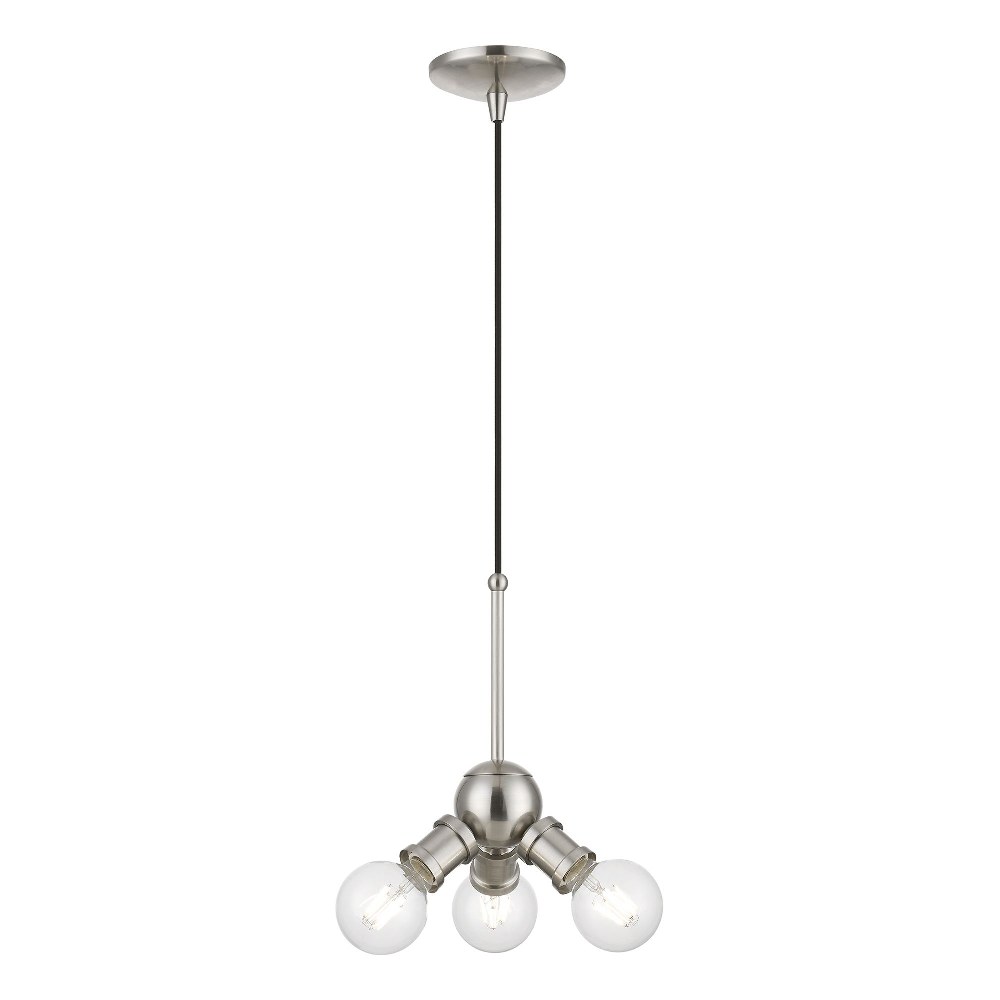 Livex Lighting-47164-91-Lansdale - 3 Light Pendant In Transitional Style-17.5 Inches Tall and 7 Inches Wide Brushed Nickel Lansdale - 3 Light Pendant In Transitional Style-17.5 Inches Tall and 7 Inches Wide
