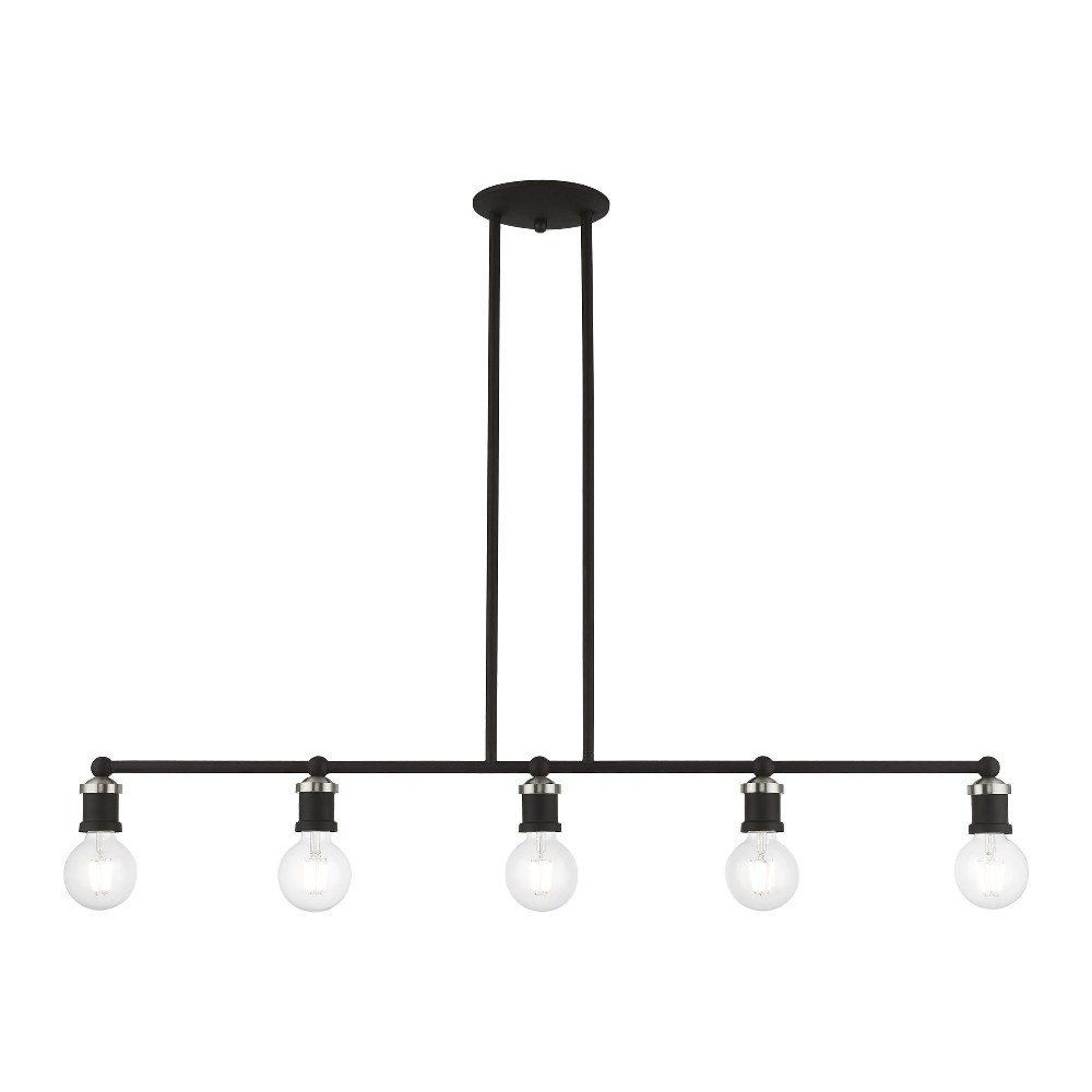 Livex Lighting-47165-04-Lansdale - 5 Light Large Linear Chandelier In Transitional Style-10.75 Inches Tall and 6 Inches Wide Black/Brushed Nickel Lansdale - 5 Light Large Linear Chandelier In Transitional Style-10.75 Inches Tall and 6 Inches Wide