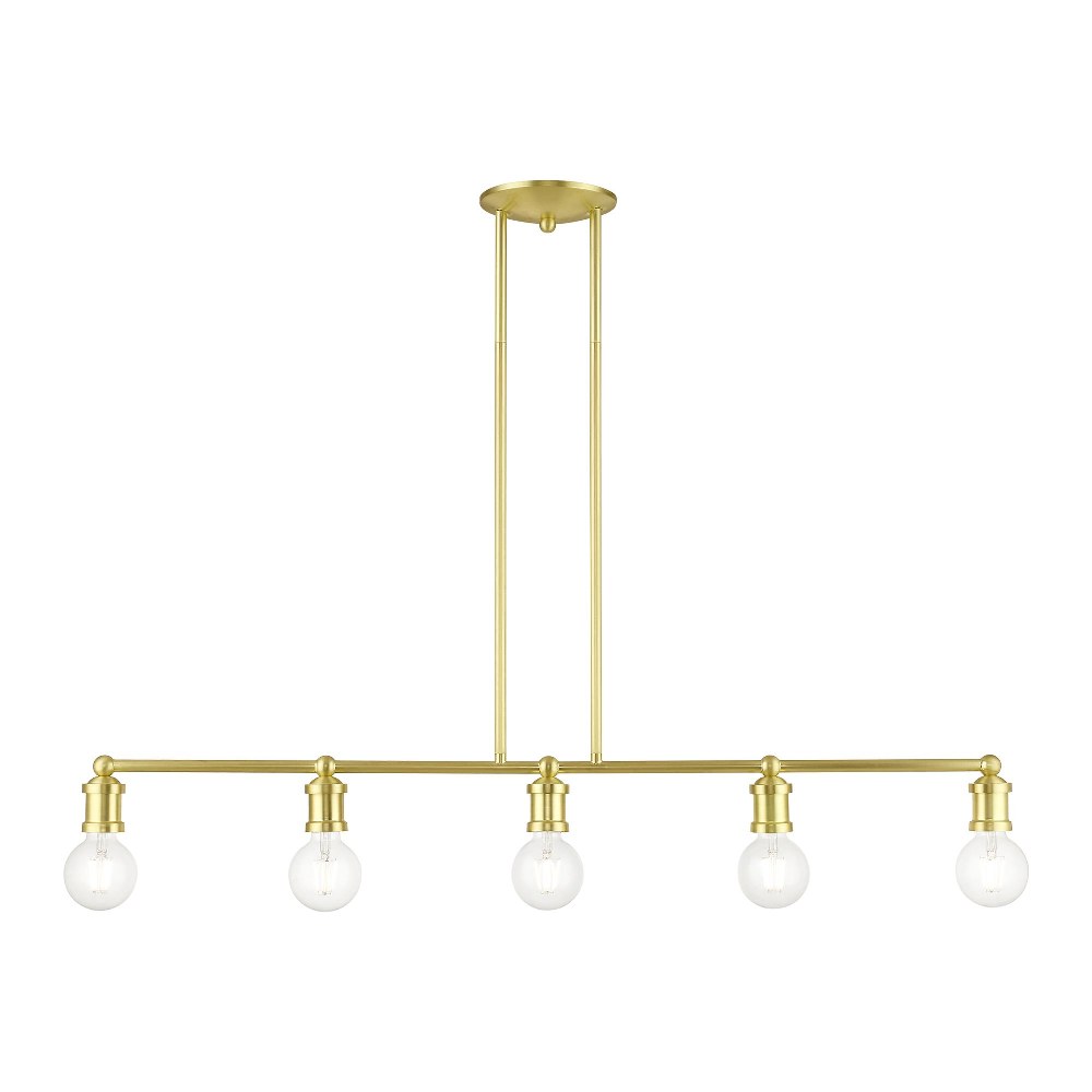 Livex Lighting-47165-12-Lansdale - 5 Light Large Linear Chandelier In Transitional Style-10.75 Inches Tall and 6 Inches Wide Satin Brass Lansdale - 5 Light Large Linear Chandelier In Transitional Style-10.75 Inches Tall and 6 Inches Wide
