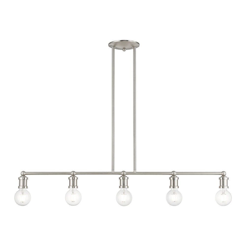 Livex Lighting-47165-91-Lansdale - 5 Light Large Linear Chandelier In Transitional Style-10.75 Inches Tall and 6 Inches Wide Brushed Nickel Lansdale - 5 Light Large Linear Chandelier In Transitional Style-10.75 Inches Tall and 6 Inches Wide