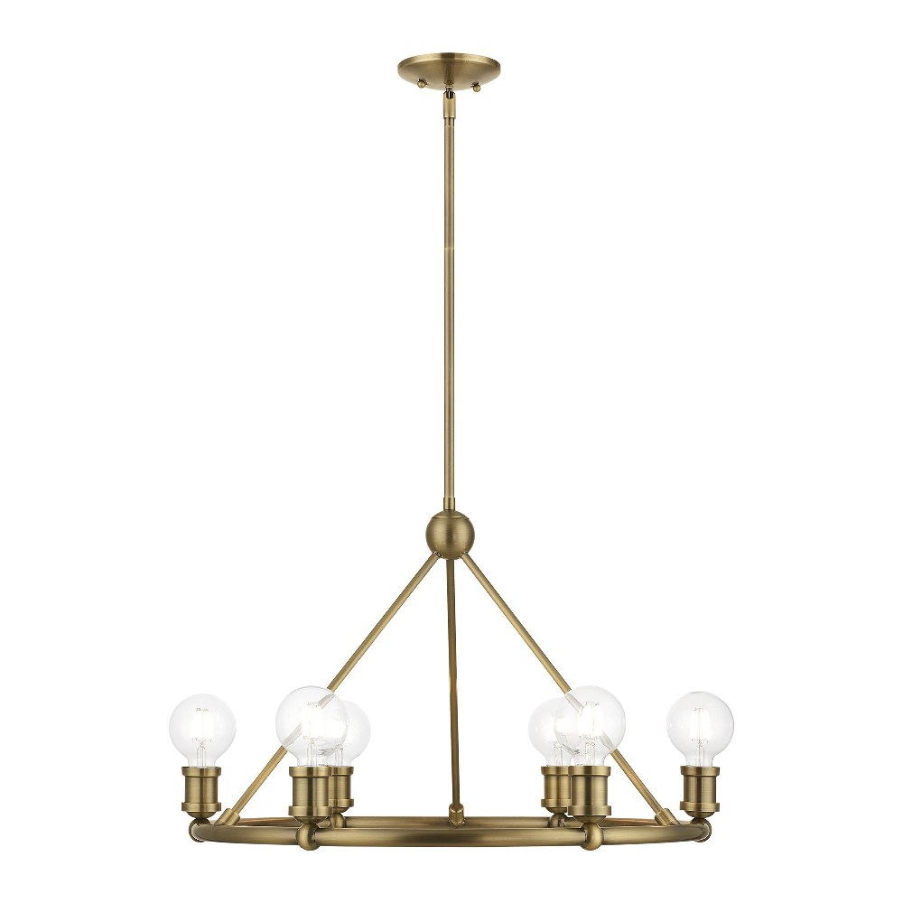 Livex Lighting-47166-01-Lansdale - 6 Light Chandelier In Transitional Style-19.5 Inches Tall and 25 Inches Wide Antique Brass Lansdale - 6 Light Chandelier In Transitional Style-19.5 Inches Tall and 25 Inches Wide