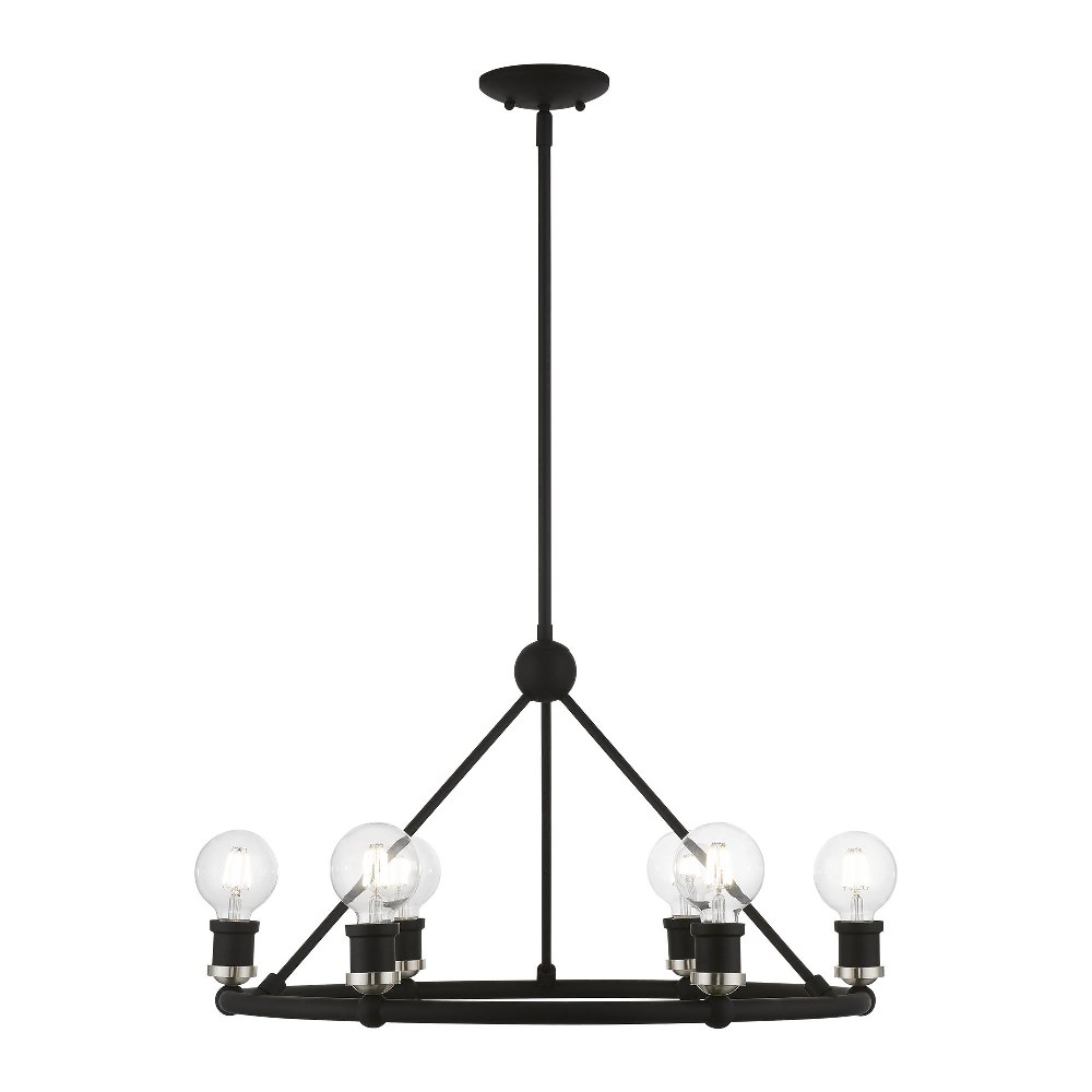 Livex Lighting-47166-04-Lansdale - 6 Light Chandelier In Transitional Style-19.5 Inches Tall and 25 Inches Wide Black/Brushed Nickel Lansdale - 6 Light Chandelier In Transitional Style-19.5 Inches Tall and 25 Inches Wide