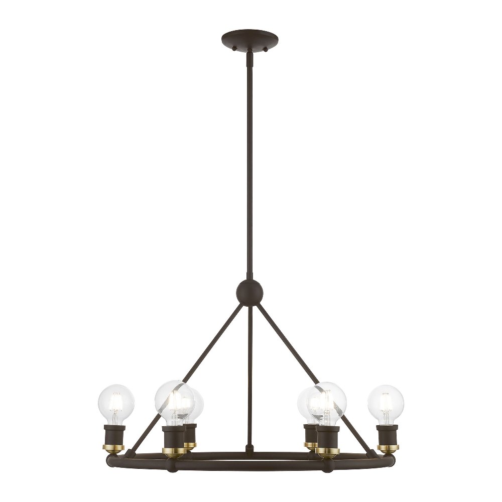 Livex Lighting-47166-07-Lansdale - 6 Light Chandelier In Transitional Style-19.5 Inches Tall and 25 Inches Wide Bronze/Antique Brass Lansdale - 6 Light Chandelier In Transitional Style-19.5 Inches Tall and 25 Inches Wide