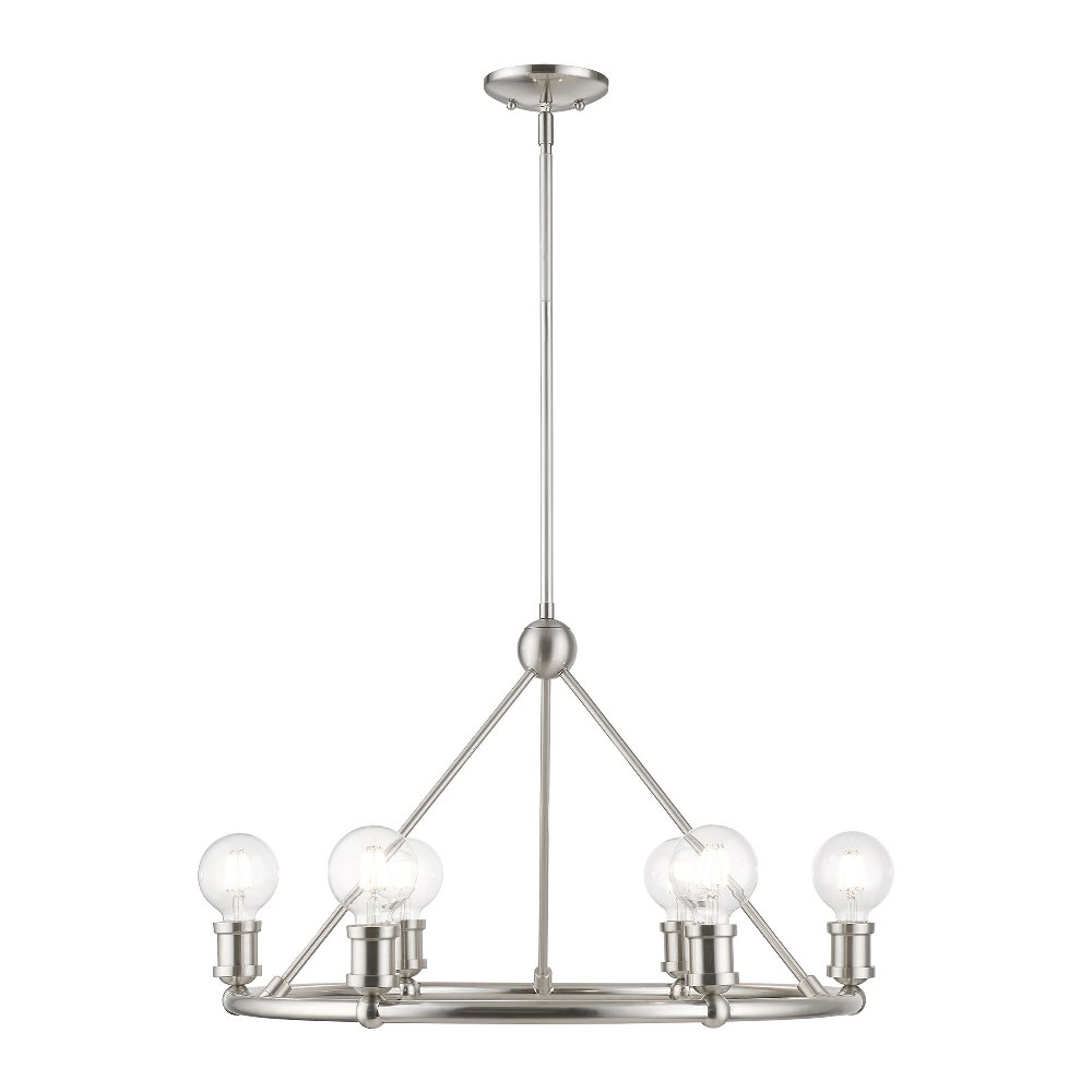 Livex Lighting-47166-91-Lansdale - 6 Light Chandelier In Transitional Style-19.5 Inches Tall and 25 Inches Wide Brushed Nickel Lansdale - 6 Light Chandelier In Transitional Style-19.5 Inches Tall and 25 Inches Wide