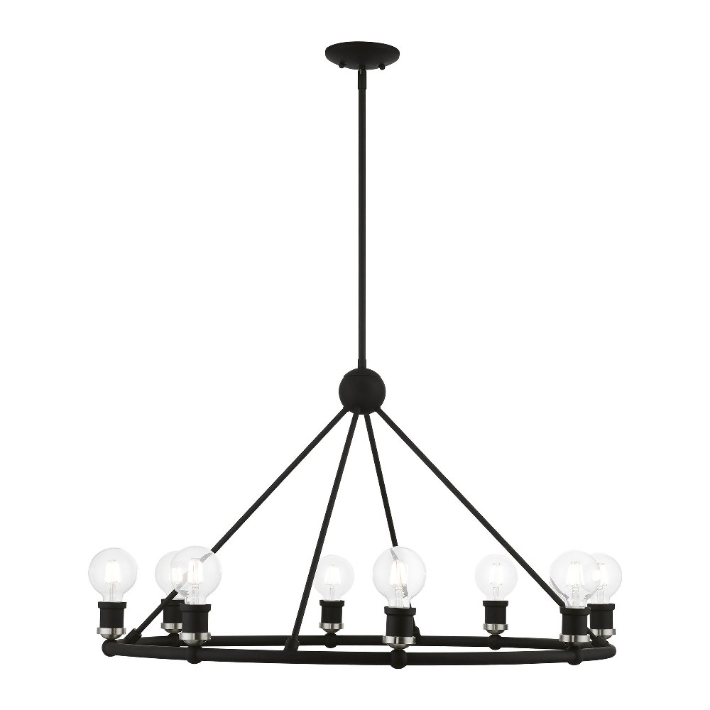 Livex Lighting-47168-04-Lansdale - 8 Light Chandelier In Transitional Style-22.75 Inches Tall and 34 Inches Wide Black/Brushed Nickel Lansdale - 8 Light Chandelier In Transitional Style-22.75 Inches Tall and 34 Inches Wide