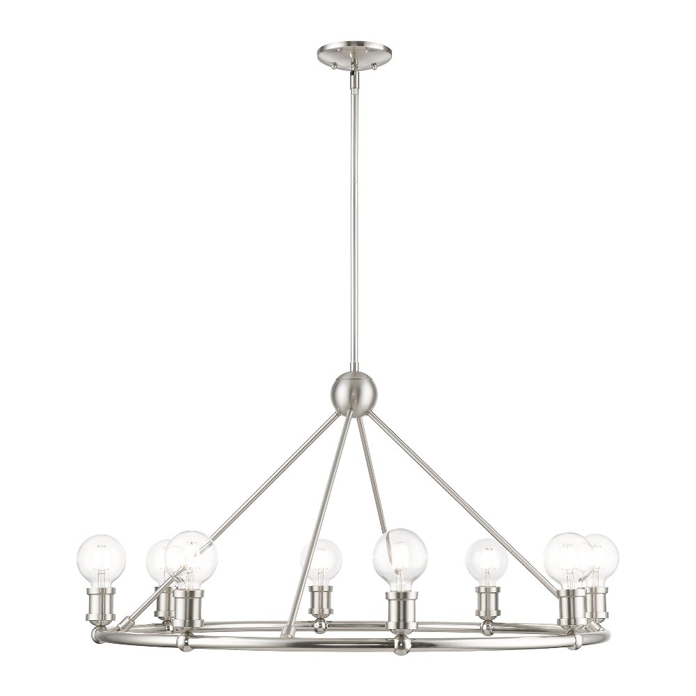 Livex Lighting-47168-91-Lansdale - 8 Light Chandelier In Transitional Style-22.75 Inches Tall and 34 Inches Wide Brushed Nickel Lansdale - 8 Light Chandelier In Transitional Style-22.75 Inches Tall and 34 Inches Wide