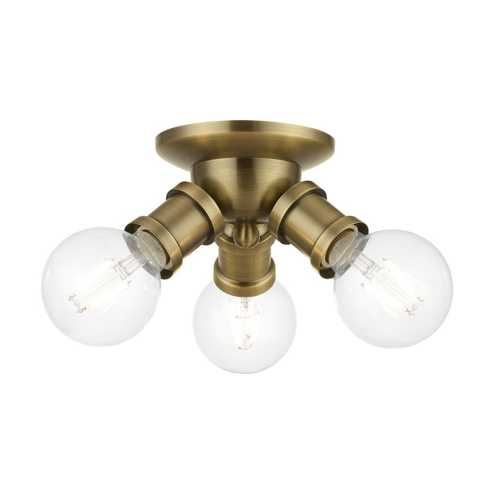Livex Lighting-47169-01-Lansdale - 3 Light Flush Mount In Transitional Style-4 Inches Tall and 7 Inches Wide Antique Brass Lansdale - 3 Light Flush Mount In Transitional Style-4 Inches Tall and 7 Inches Wide