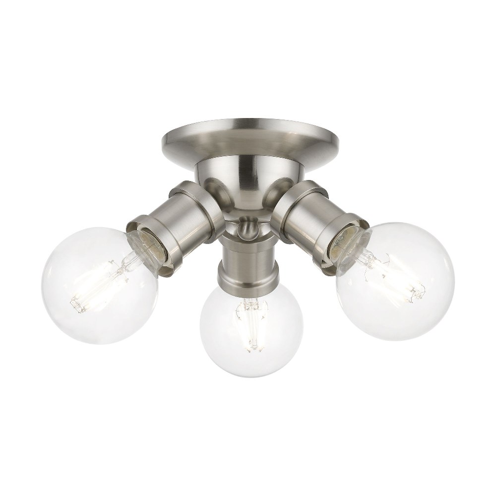 Livex Lighting-47169-91-Lansdale - 3 Light Flush Mount In Transitional Style-4 Inches Tall and 7 Inches Wide Brushed Nickel Lansdale - 3 Light Flush Mount In Transitional Style-4 Inches Tall and 7 Inches Wide