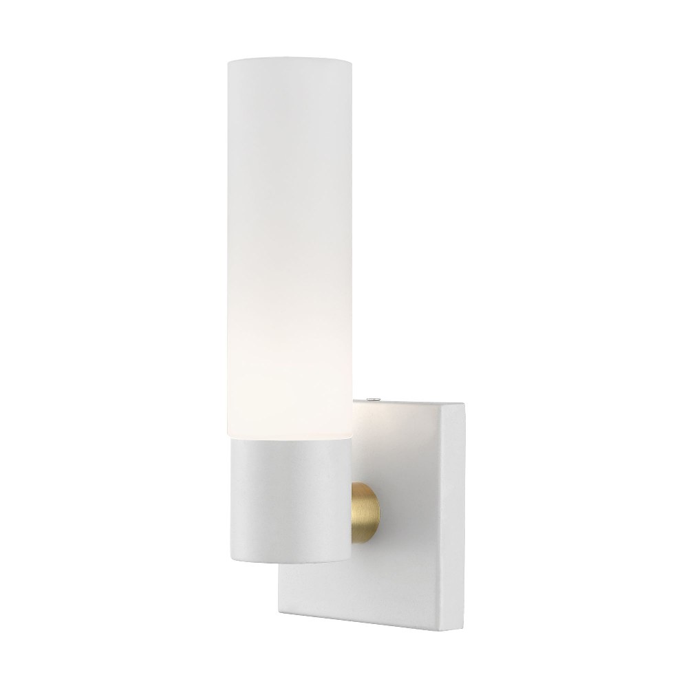 Livex Lighting-10101-13-Aero - 1 Light ADA Wall Sconce In Contemporary Style-11.25 Inches Tall and 4.5 Inches Wide Textured White Brushed Nickel Finish with Satin Opal White Twist Lock Glass