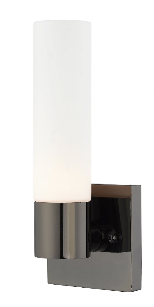 Livex Lighting-10101-46-Aero - 1 Light ADA Wall Sconce In Contemporary Style-11.25 Inches Tall and 4.5 Inches Wide Black Chrome Brushed Nickel Finish with Satin Opal White Twist Lock Glass