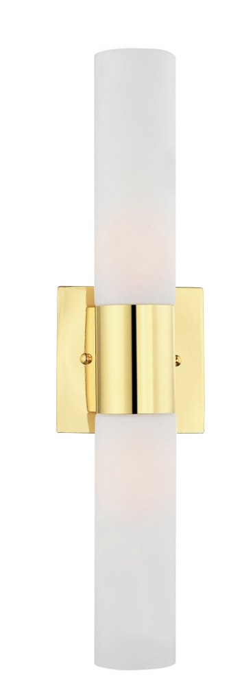Livex Lighting-10102-02-Aero - 2 Light ADA Bath Vanity In Nautical Style-17.75 Inches Tall and 4.5 Inches Wide Polished Brass Brushed Nickel Finish with Satin Opal White Twist Lock Glass
