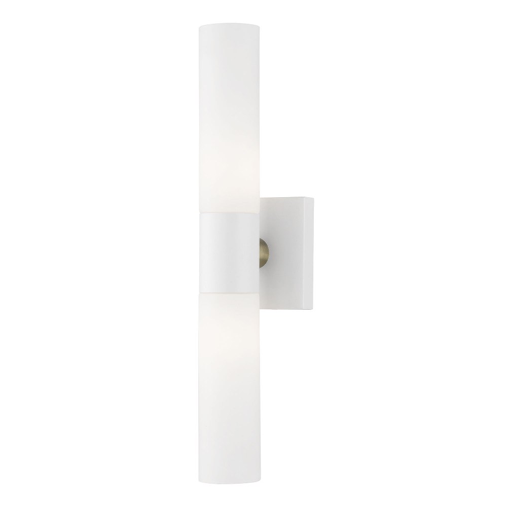 Livex Lighting-10102-13-Aero - 2 Light ADA Bath Vanity In Nautical Style-17.75 Inches Tall and 4.5 Inches Wide Textured White Brushed Nickel Finish with Satin Opal White Twist Lock Glass