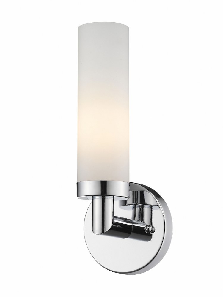 Livex Lighting-10103-05-Aero - 1 Light ADA Wall Sconce in Aero Style - 4.5 Inches wide by 11 Inches high Polished Chrome Black Finish with Satin Opal White Glass