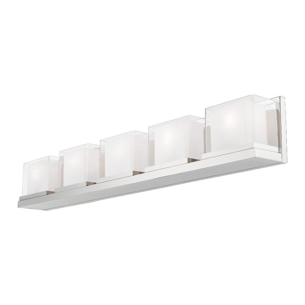 Livex Lighting-10125-05-Duval - 5 Light Bath Vanity in Duval Style - 42 Inches wide by 6.75 Inches high Polished Chrome Finish with Satin Opal White/Clear Glass