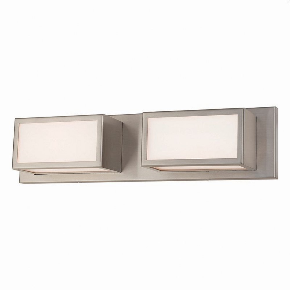 Livex Lighting-10132-91-Sutter - 16W 2 LED ADA Bath Vanity in Sutter Style - 18 Inches wide by 4.5 Inches high Brushed Nickel Polished Chrome Finish with Satin Opal White Glass