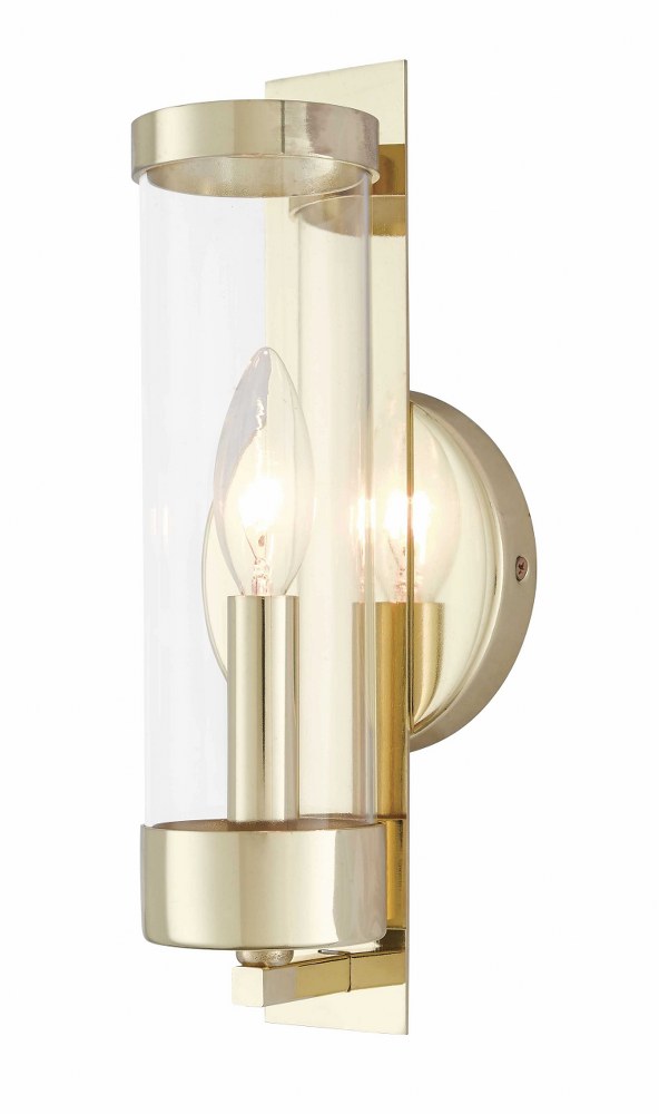Livex Lighting-10141-02-Castleton - 1 Light ADA Wall Sconce in Castleton Style - 4.75 Inches wide by 12 Inches high Polished Brass Polished Chrome Finish with Clear Glass