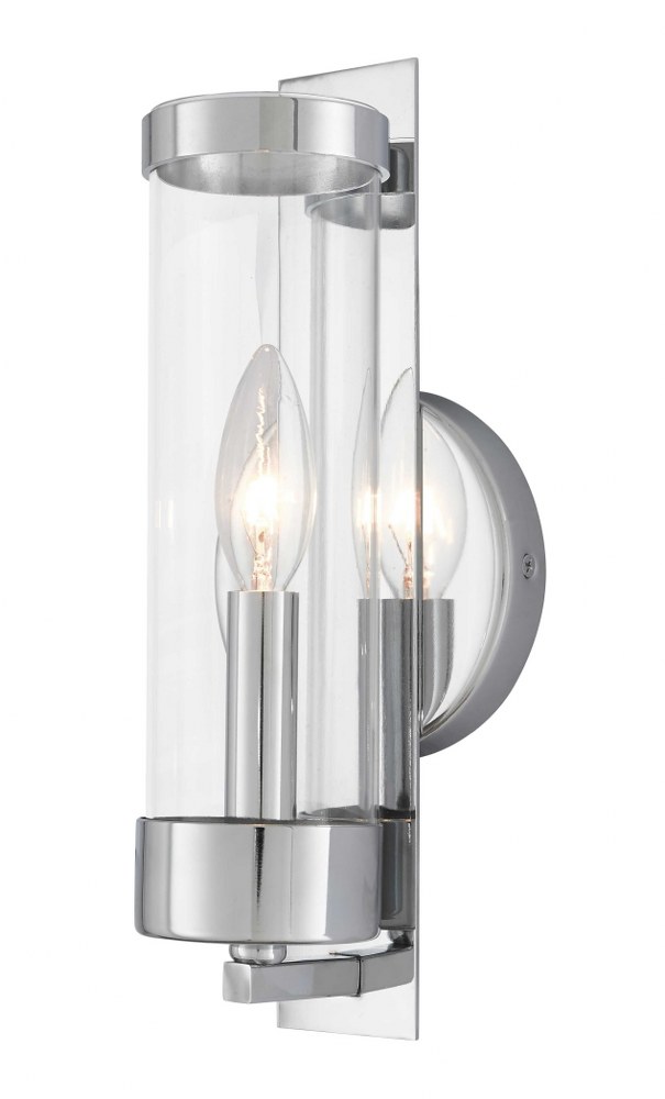 Livex Lighting-10141-05-Castleton - 1 Light ADA Wall Sconce in Castleton Style - 4.75 Inches wide by 12 Inches high Polished Chrome Polished Chrome Finish with Clear Glass