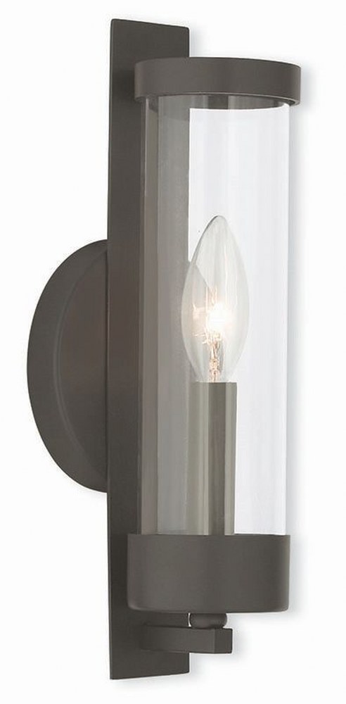 Livex Lighting-10141-07-Castleton - 1 Light ADA Wall Sconce in Castleton Style - 4.75 Inches wide by 12 Inches high Bronze Finish with Clear Glass