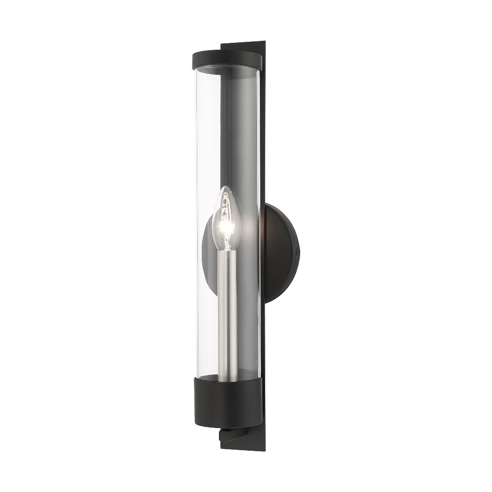 Livex Lighting-10142-04-Castleton - 1 Light Tall ADA Wall Sconce In Transitional Style-18 Inches Tall and 4.75 Inches Wide Black Antique Brass Finish with Clear Glass