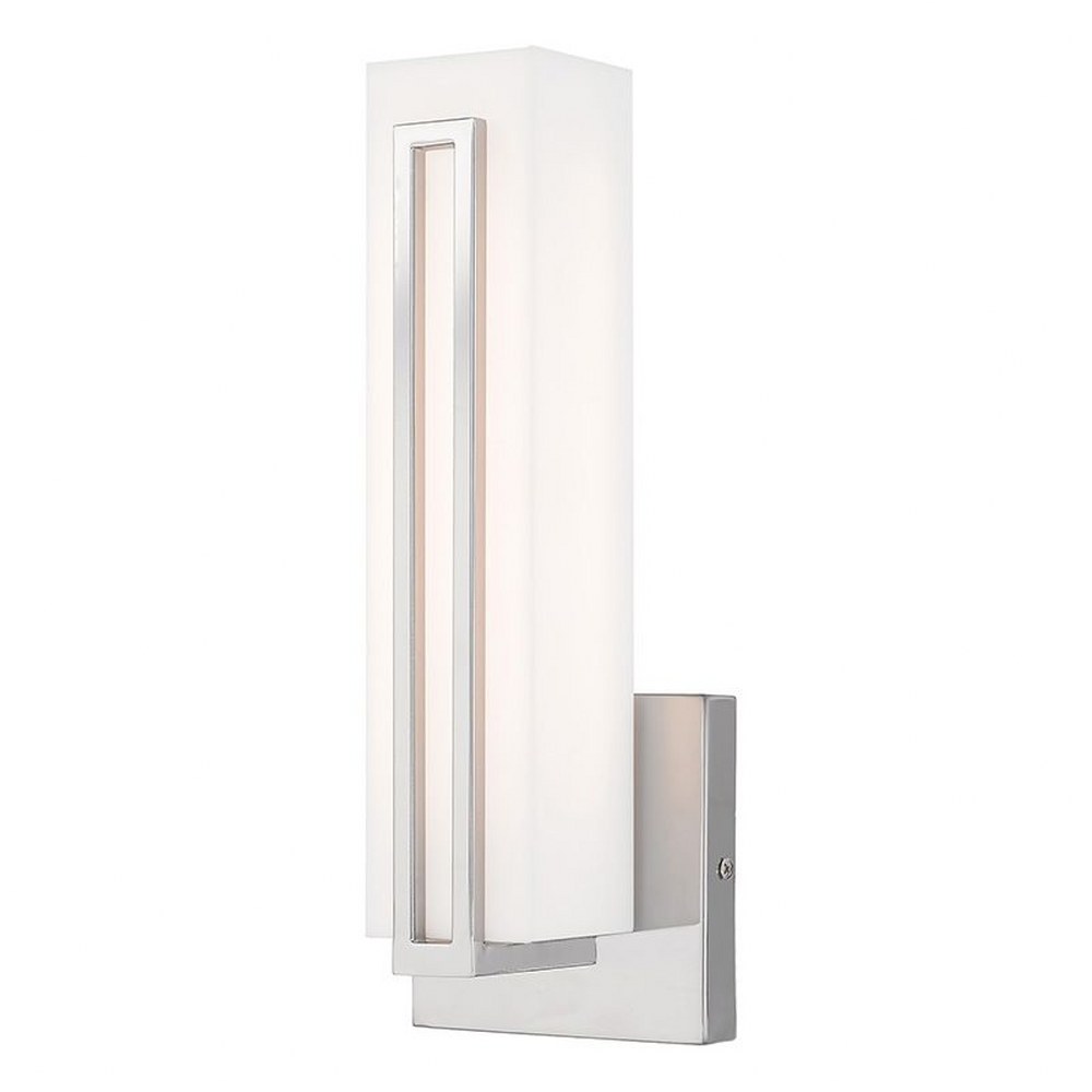 Livex Lighting-10190-05-Fulton - 10W LED ADA Wall Sconce in Fulton Style - 4.38 Inches wide by 12 Inches high Polished Chrome Polished Chrome Finish with Satin White Acrylic Shade