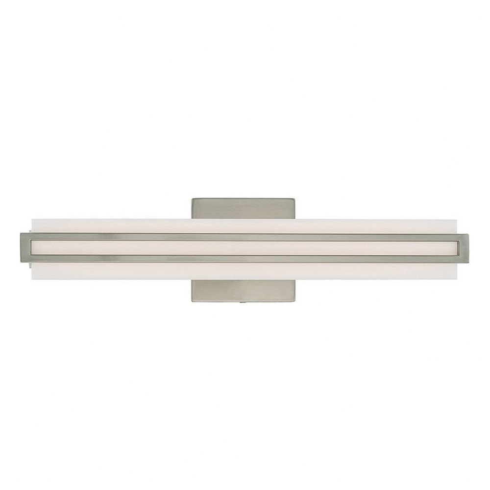Livex Lighting-10192-91-Fulton - 20W LED ADA Bath Vanity in Fulton Style - 4.38 Inches wide by 17.5 Inches high Brushed Nickel Polished Chrome Finish with Satin White Acrylic Shade