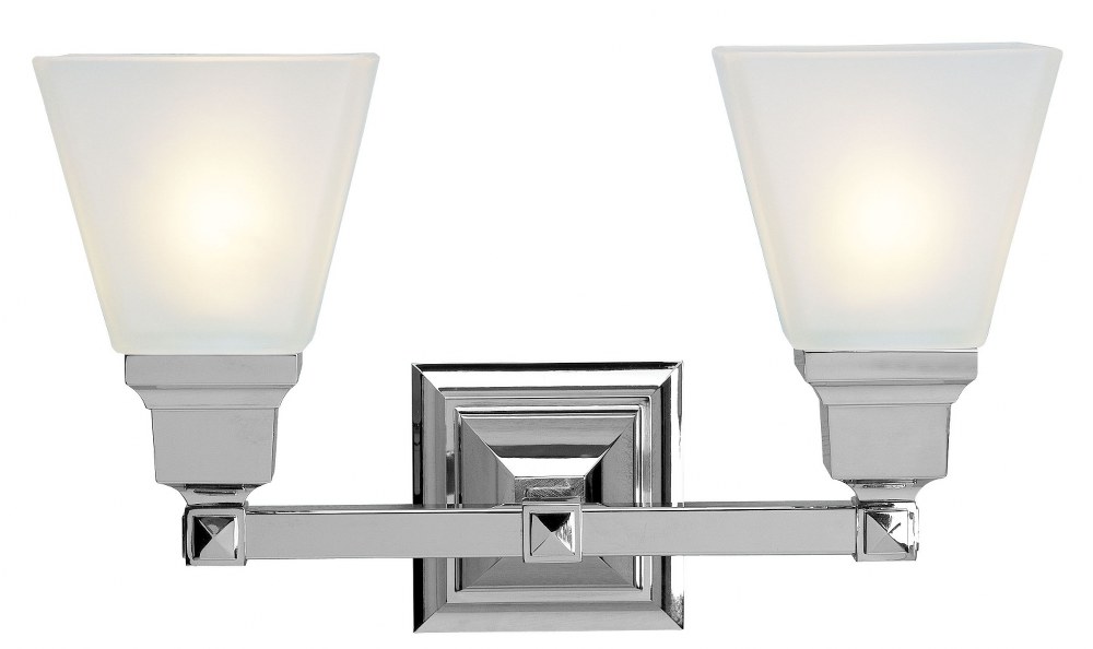 Livex Lighting-1032-05-Mission - 2 Light Bath Vanity in Mission Style - 15 Inches wide by 9.5 Inches high Polished Chrome Brushed Nickel Finish with Satin Glass