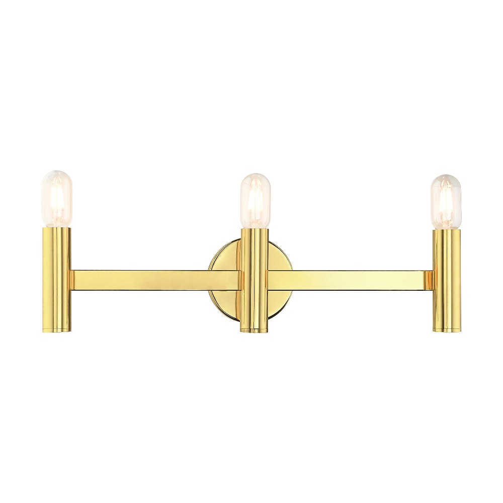 Livex Lighting-10343-02-Copenhagen - 3 Light ADA Bath Vanity in Copenhagen Style - 23.5 Inches wide by 9.25 Inches high Polished Brass Polished Brass Finish