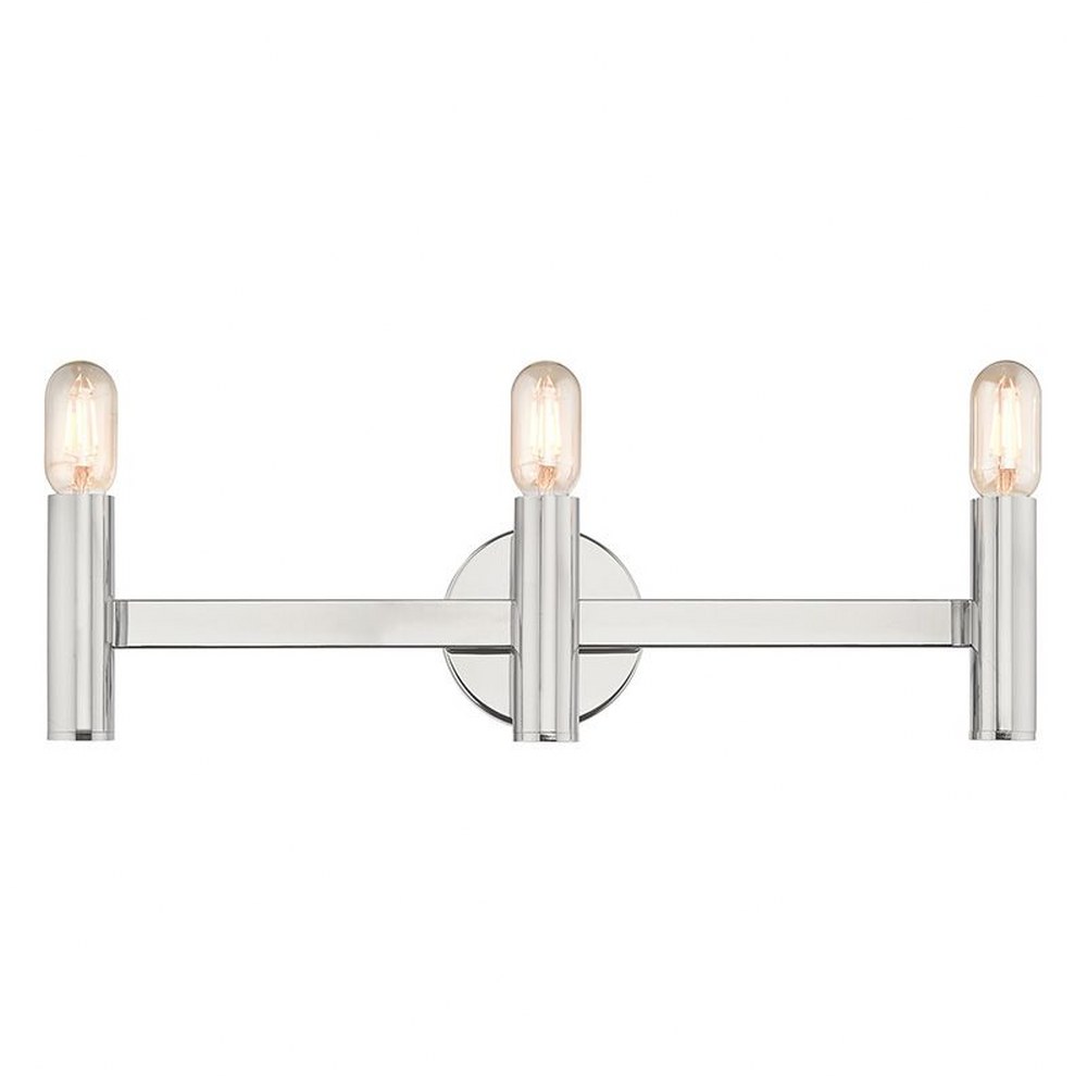 Livex Lighting-10343-05-Copenhagen - 3 Light ADA Bath Vanity in Copenhagen Style - 23.5 Inches wide by 9.25 Inches high Polished Chrome Polished Brass Finish