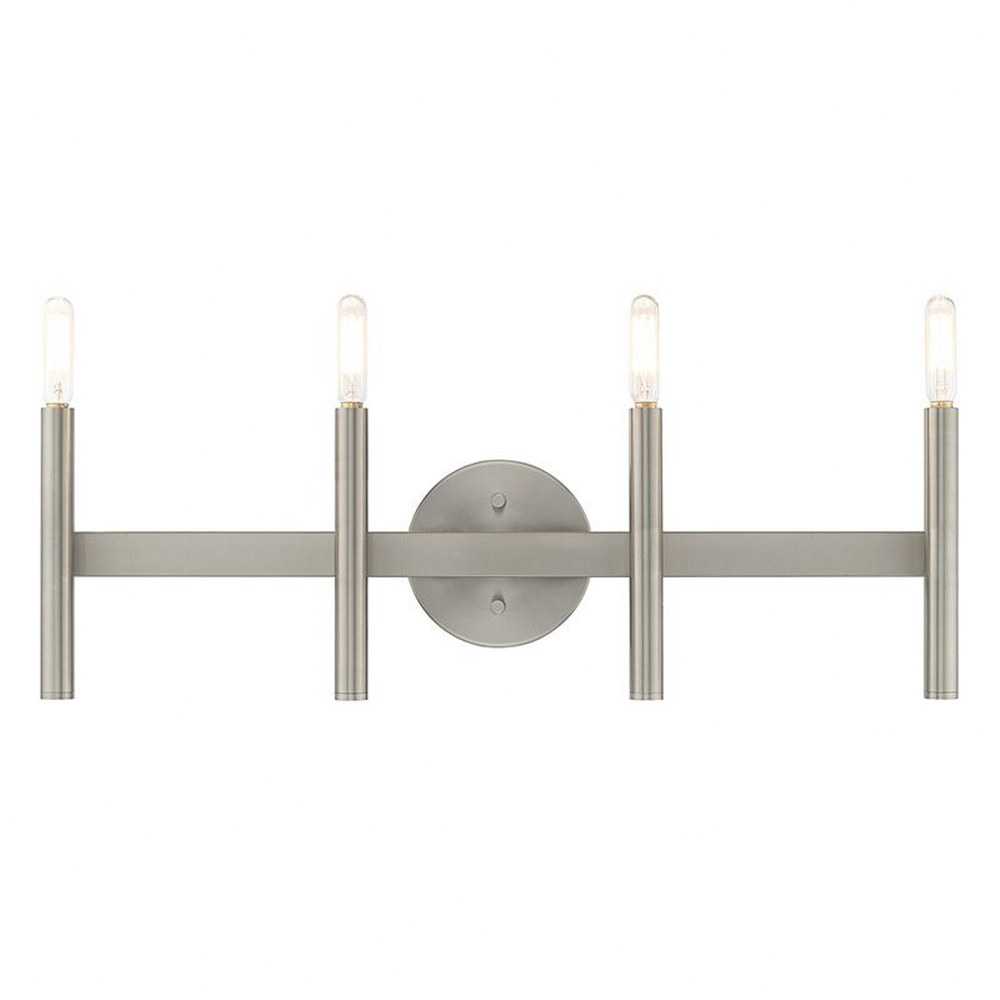 Livex Lighting-10344-91-Copenhagen - 4 Light ADA Bath Vanity in Copenhagen Style - 23.5 Inches wide by 10.75 Inches high Brushed Nickel Finish