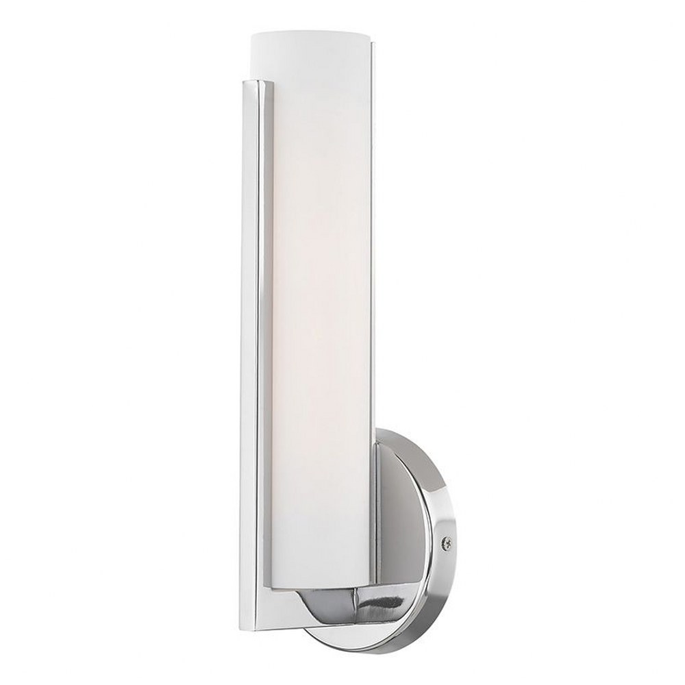 Livex Lighting-10351-05-Visby - 10W LED ADA Wall Sconce in Visby Style - 4.38 Inches wide by 12 Inches high Polished Chrome Polished Chrome Finish with Satin White Acrylic Shade