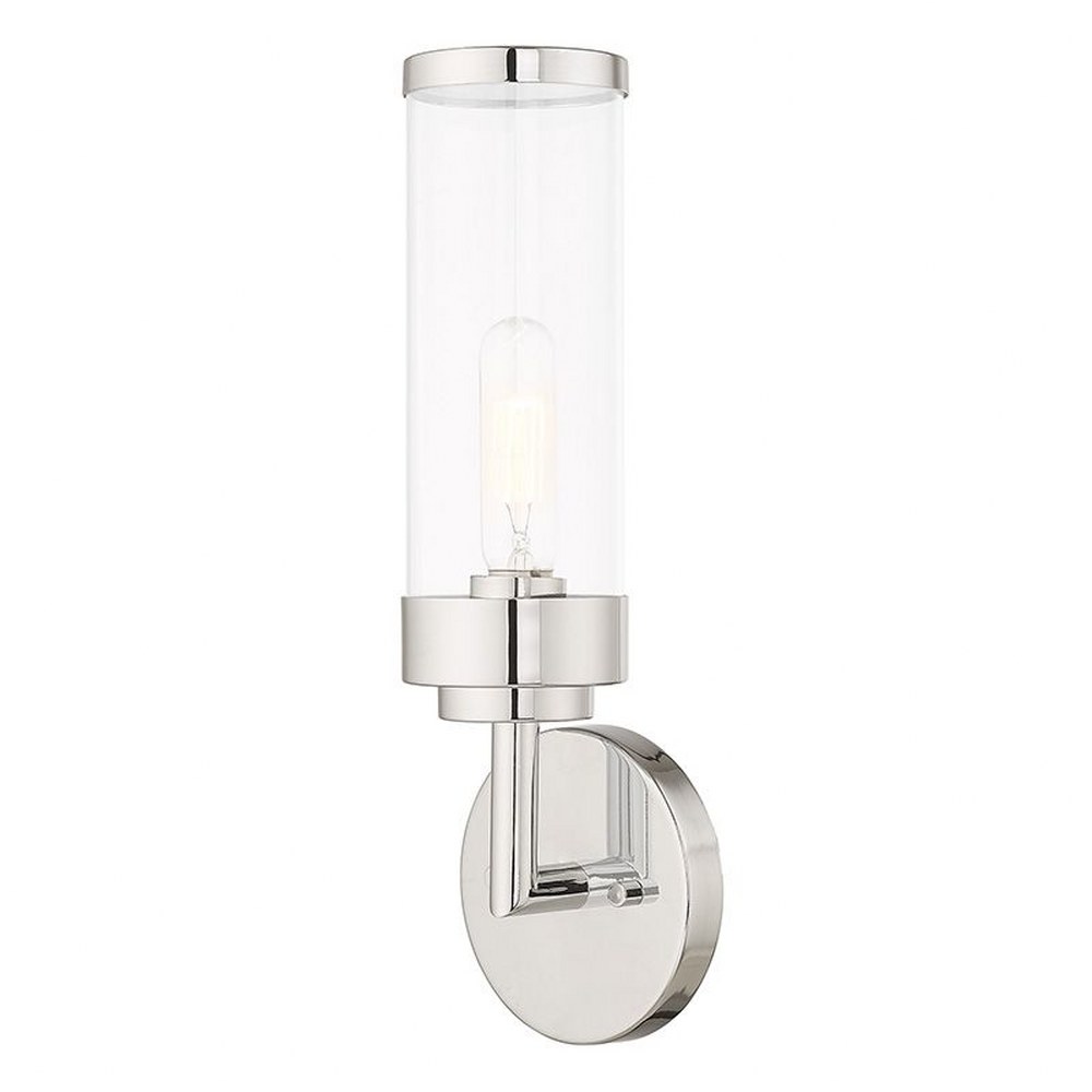 Livex Lighting-10361-05-Hillcrest - 1 Light ADA Wall Sconce in Hillcrest Style - 5.13 Inches wide by 15.63 Inches high Polished Chrome Polished Chrome Finish with Clear Glass