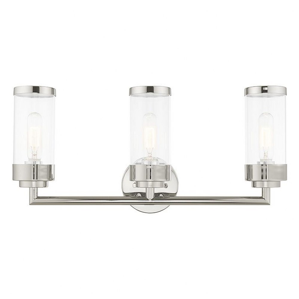 Livex Lighting-10363-05-Hillcrest - 3 Light Bath Vanity in Hillcrest Style - 23.5 Inches wide by 10.63 Inches high Polished Chrome Polished Chrome Finish with Clear Glass