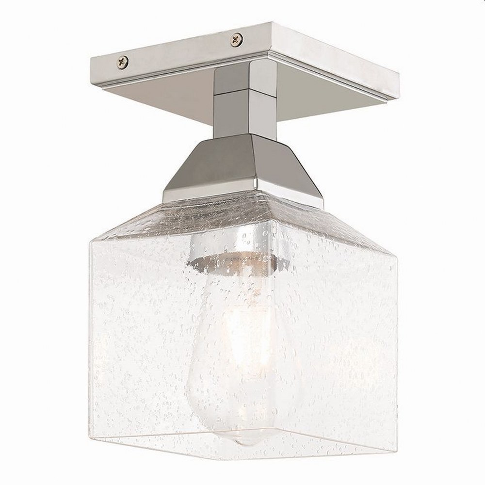 Livex Lighting-10380-05-Aragon - 1 Light Flush Mount in Aragon Style - 4.75 Inches wide by 8.25 Inches high Polished Chrome Polished Chrome Finish with Clear Seeded Glass
