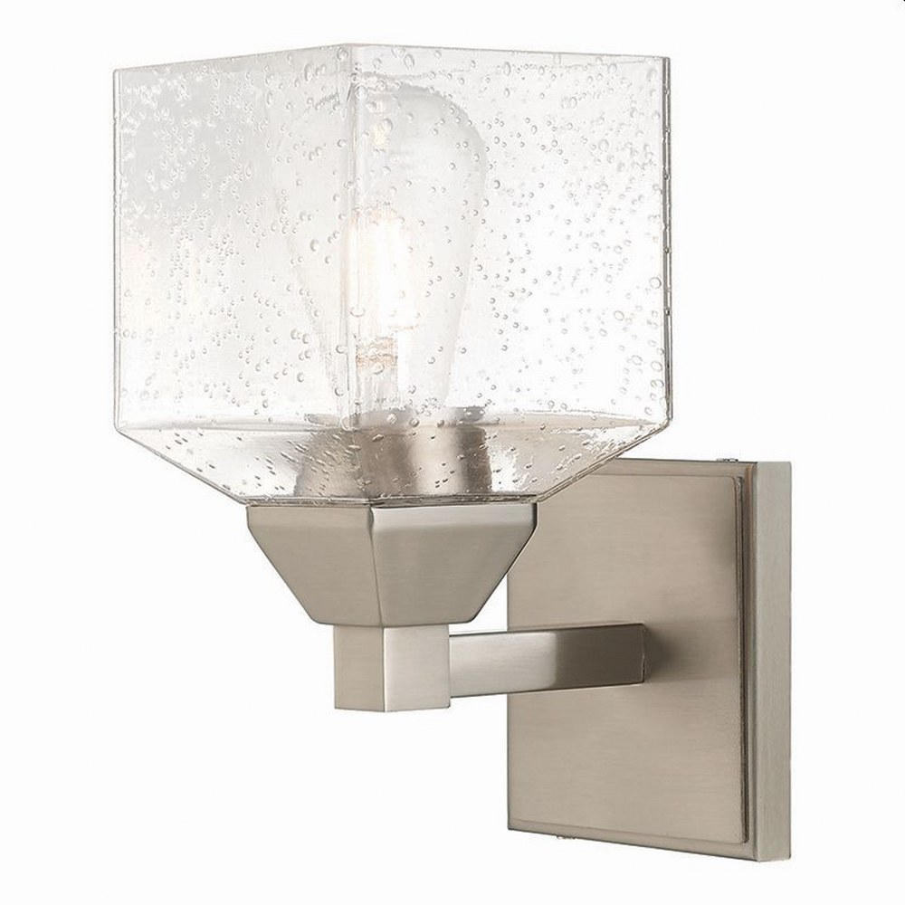Livex Lighting-10381-91-Aragon - 1 Light Wall Sconce in Aragon Style - 4.75 Inches wide by 9.5 Inches high Brushed Nickel Polished Chrome Finish with Clear Seeded Glass