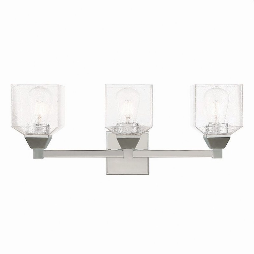 Livex Lighting-10383-05-Aragon - 3 Light Bath Vanity In Architectural Style-9.5 Inches Tall and 23 Inches Wide Polished Chrome Polished Chrome Finish with Clear Seeded Glass