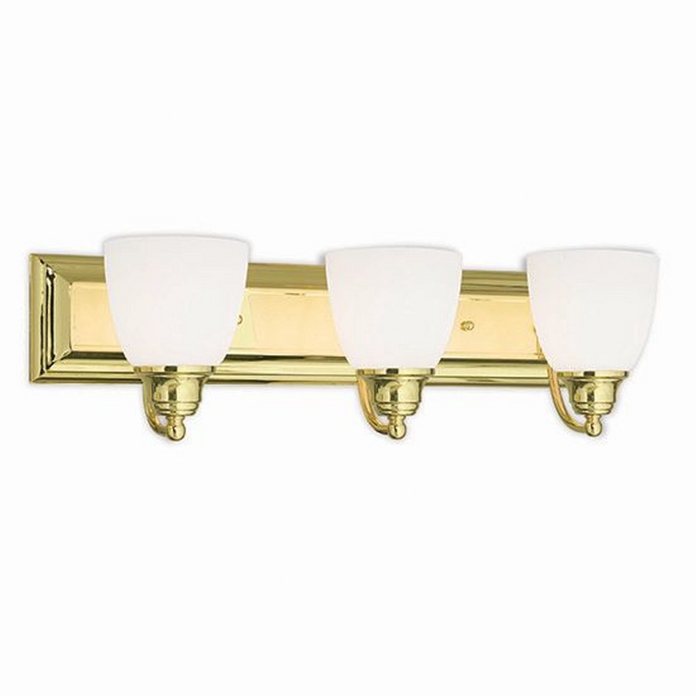 Livex Lighting-10503-02-Springfield - 3 Light Bath Vanity in Springfield Style - 24 Inches wide by 7 Inches high Polished Brass Bronze Finish with Satin Opal White Glass