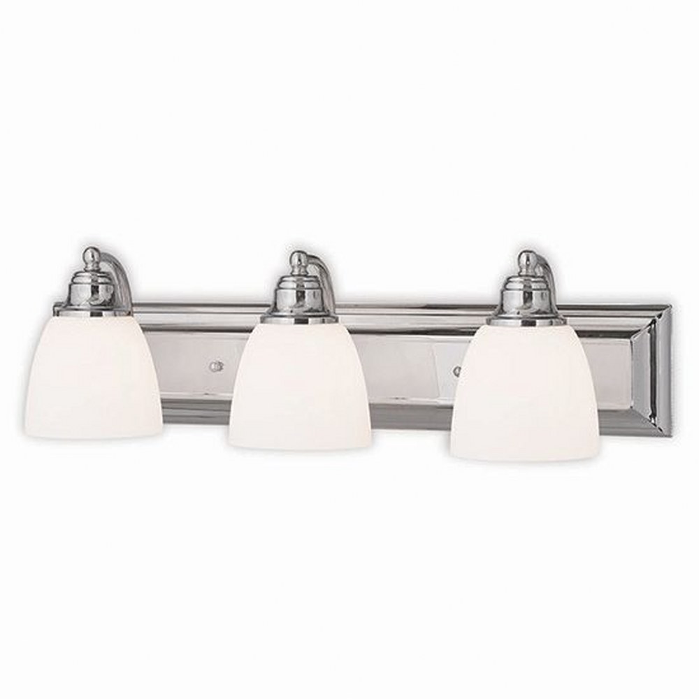 Livex Lighting-10503-05-Springfield - 3 Light Bath Vanity in Springfield Style - 24 Inches wide by 7 Inches high Polished Chrome Bronze Finish with Satin Opal White Glass