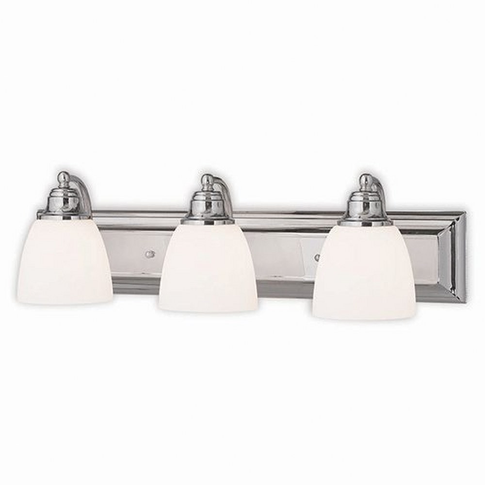 Livex Lighting-10503-05-Springfield - 3 Light Bath Vanity in Springfield Style - 24 Inches wide by 7 Inches high Polished Chrome  Bronze Finish with Satin Opal White Glass